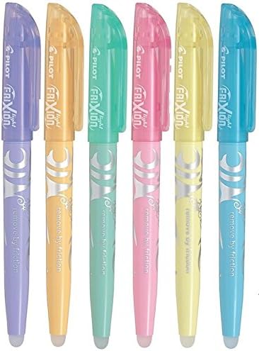 Pilot 4136S6 Highlighters FriXion Light Pastel, Set of 6, Pink/Yellow/Green/Blue/Purple/Orange