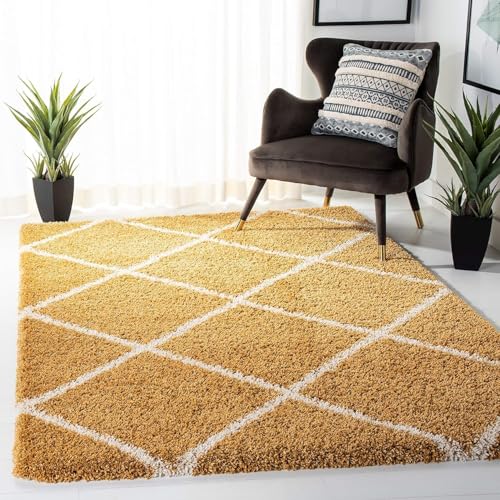 Image of Premium Antiskid Shaggy Carpet /Rug Plain Fur Rectangular Rugs,Soft Microfiber for Bedroom,Living Room,Kids Room,Hall etc (Yellow Box, 4x6 feet)