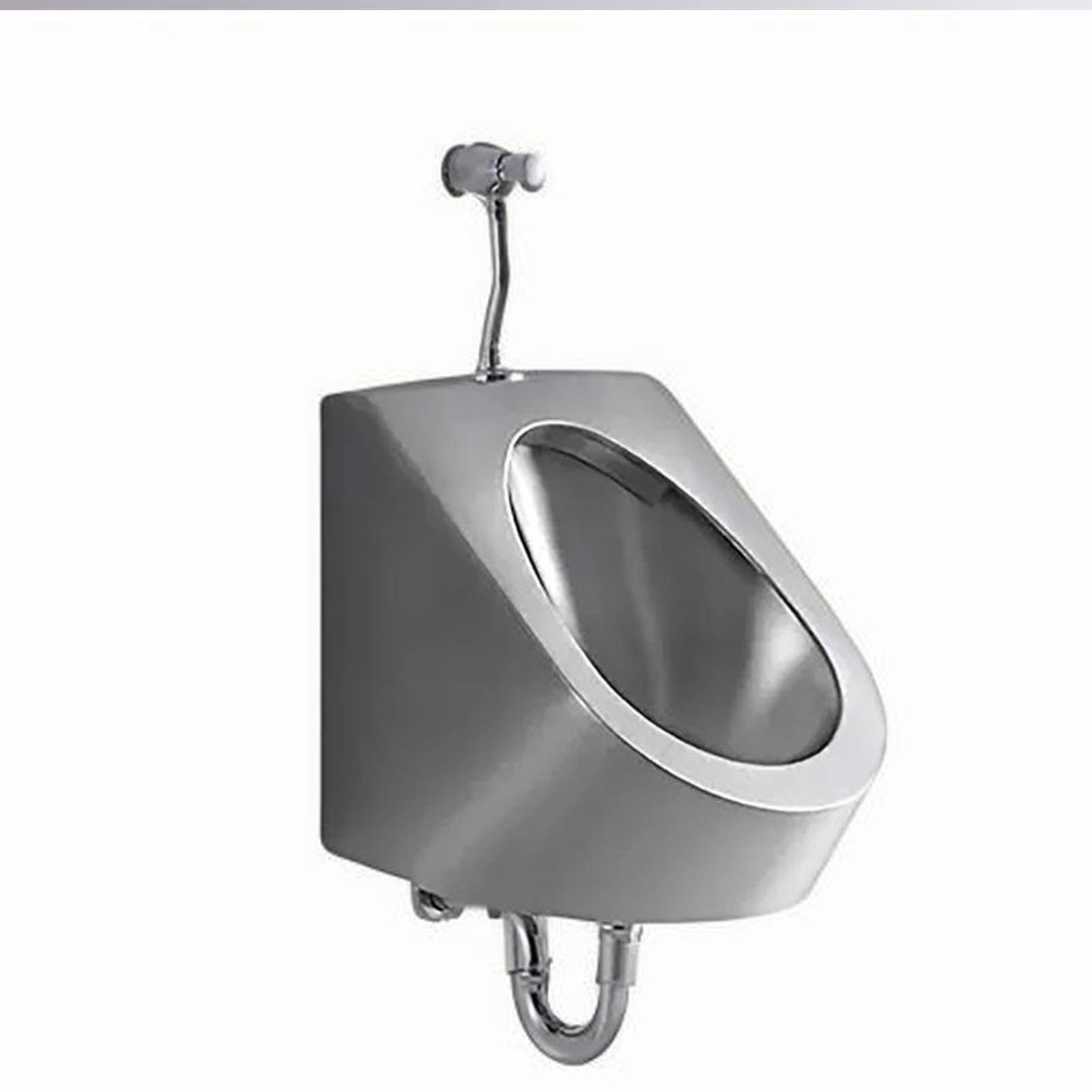 GTHTUHFD 304 Stainless Steel Urinal, Wall Mounted Commercial Men'S Urinals, Splash-Proof Urinal With Flush Valve, High Efficiency Flushing Public Toilet Urinal,Silver-Ground,Silver-Wall ROW