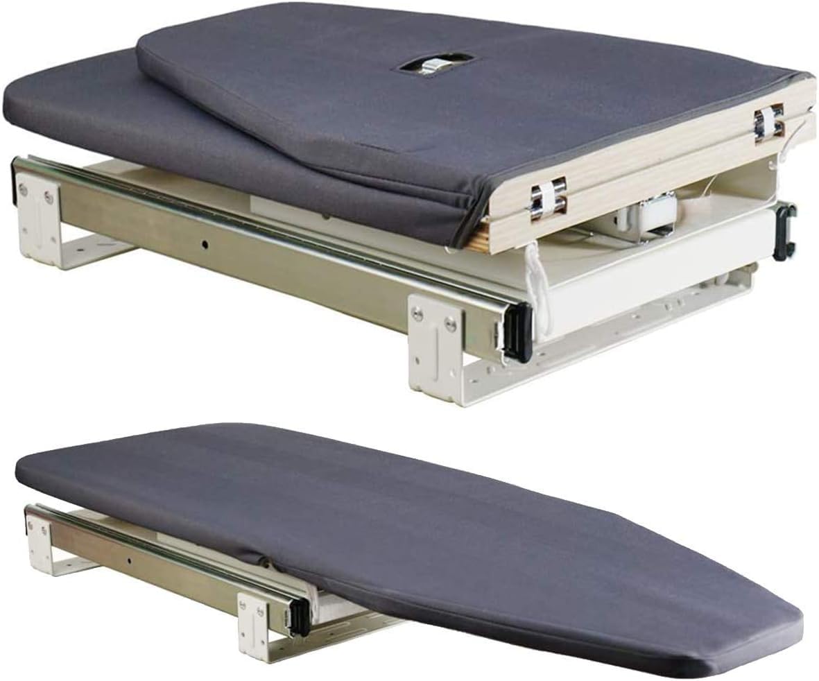 Hcosmy Pull Out Ironing Board - 180° Rotatable, 14" L x 32" W Retractable Hidden Closet Foldable With Heat-Resistant (Grey)
