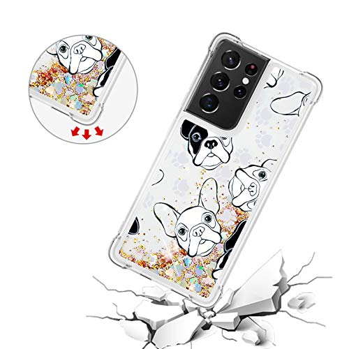 Capa para Galaxy S21 Ultra, Uzer à prova de choque, desenho de areia movediça fofo cintilante líquid