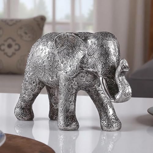 Estatua Elefante Plateada Decoración Moderna 20 cm