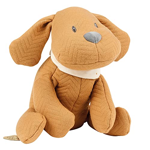 Nattou – Peluche jacquard perrito Charlie Nattou caramelo.