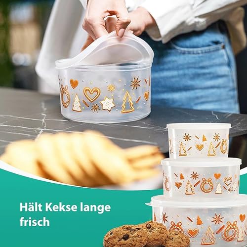 MiraHome Keksdosen 2er Set transparent mit Winterdorf-Design 5L – Rechteckige Plätzchendosen – Ideal als Keksdose für Weihnachten – Plätzchendose für die Weihnachtszeit