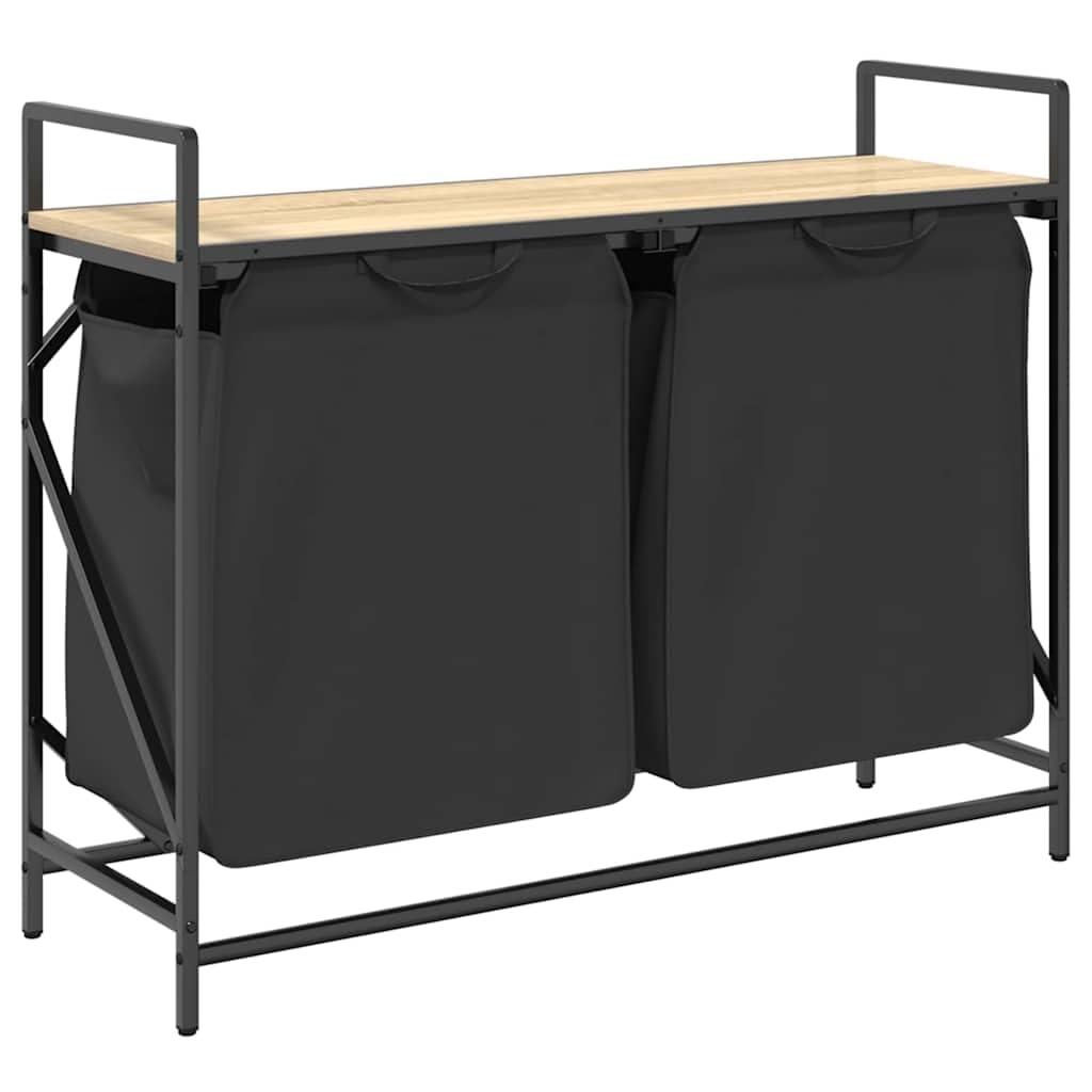 Cesto della Biancheria 2 Scomparti con Ripiano Rovere Sonoma,Forniture domestiche,Forniture Lavanderia,Cesti del bucato-859076