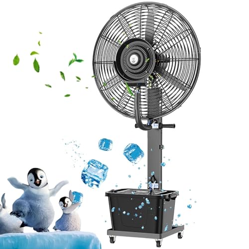 Commercial Outdoor Misting Fan with 11 Gallon Tank - Pedestal Fan for Large Areas, 3 Speeds, 90° Oscillating, Industrial-Grade Mist Fans