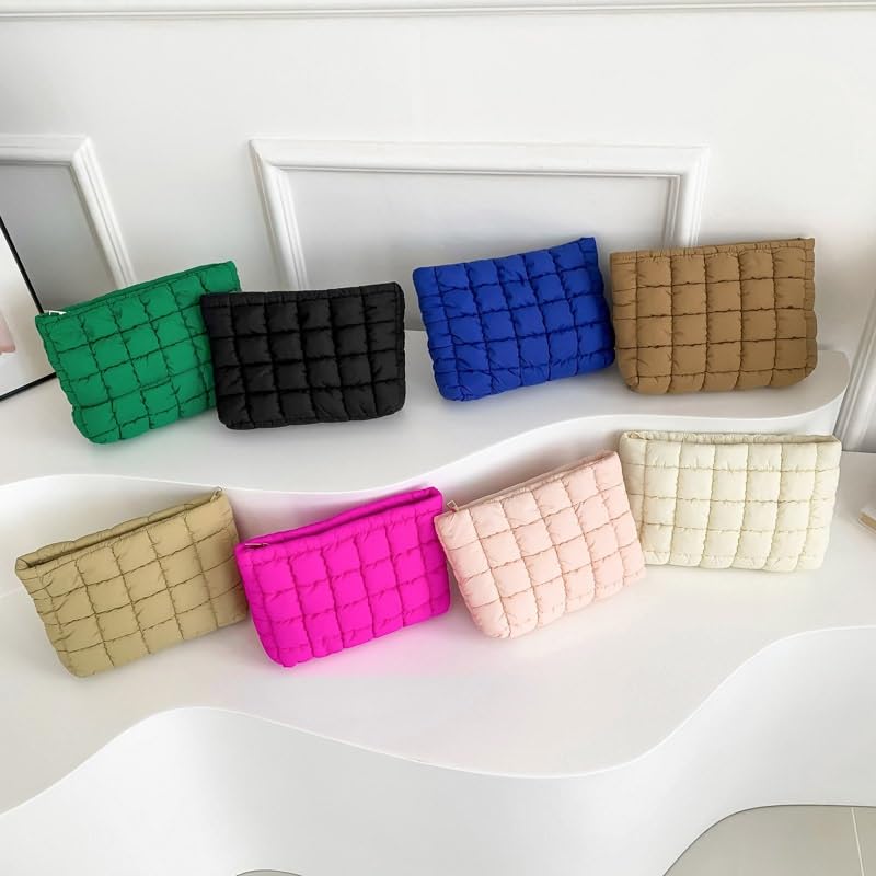 pochette trucchi Borsa da viaggio con pochette trapuntata, grande capacità, con cerniera, borsa da viaggio portatile for donna, verde viaggio(Blauw)