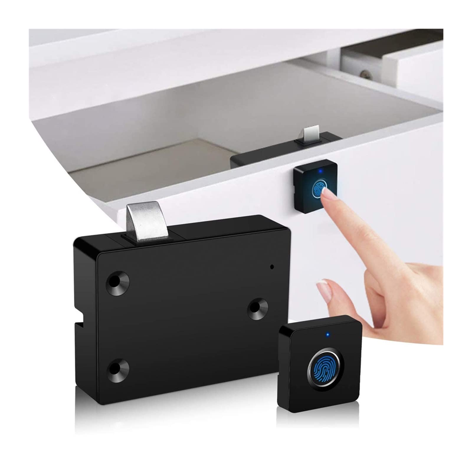 Front Door Lock Smart Home Biometric Fingerprint Lock Hidden Drawer Electronic Privacy File Storage Keyless Residential Security Protection(Fingerprint Version)