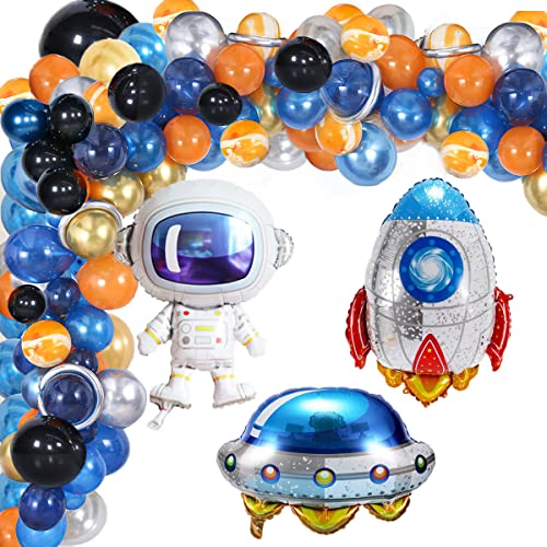 Globo de Cohete Astronauta, 83 pcs, XiXiRan Decoración de Cumpleaños Espacial, Astronauta Cohete Globos Foil, Decoraciones de Fiesta Temáticas del Espacio Exterior, Cadena de Globos, Anudador