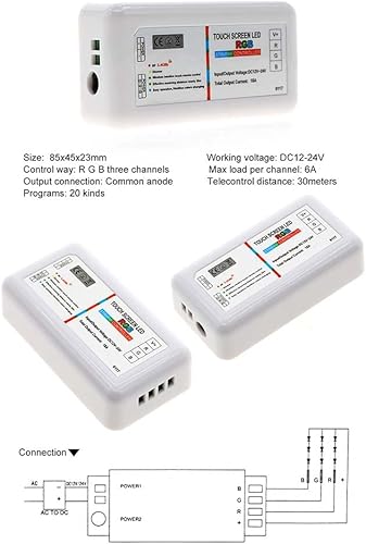 Miniatura 6 de Vrabocry RGBW RGB 4PIN 5PIN controlador de tira LED 2.4GHz RF inalámbrico pantalla táctil control remoto 5050SMD 3528 RGBWW RGBCW bombilla LED