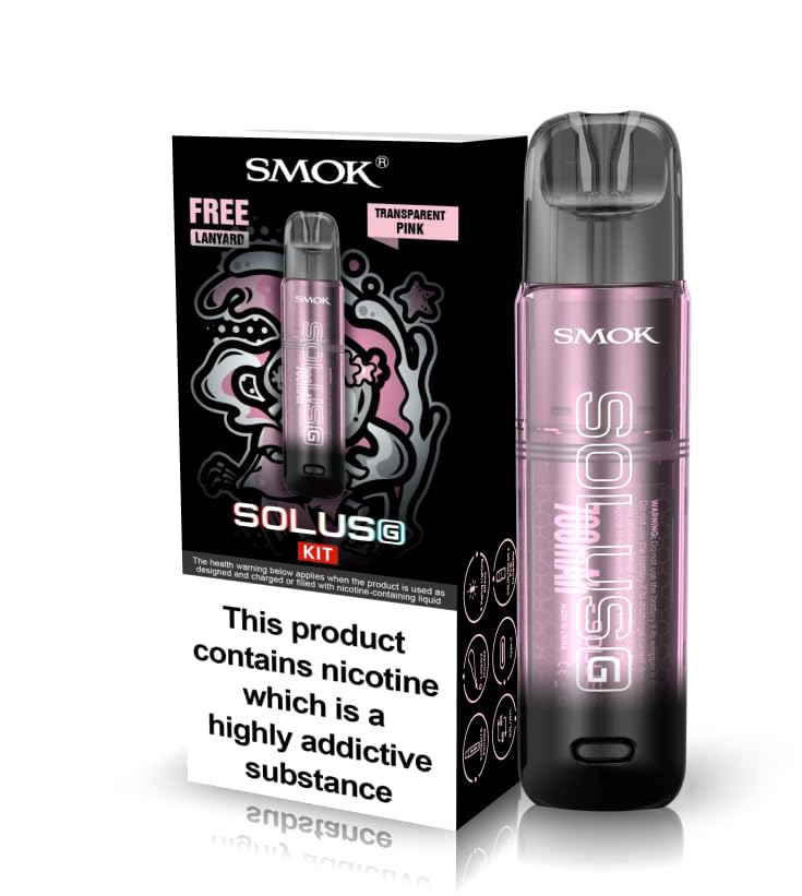 SMOK Solus G Vaping Kit, Sleek, POD System, Draw-Activated Firing, 2mL Capacity, Perfect for On-the-Go Vaping, E Cigarette, E Cig, Starter Kit, No Nicotine (Transparent Pink)