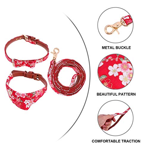 POPETPOP Conjunto de Coleira de Bandana para Cães - Conjunto de Coleira E Trela para Cães Bandana E
