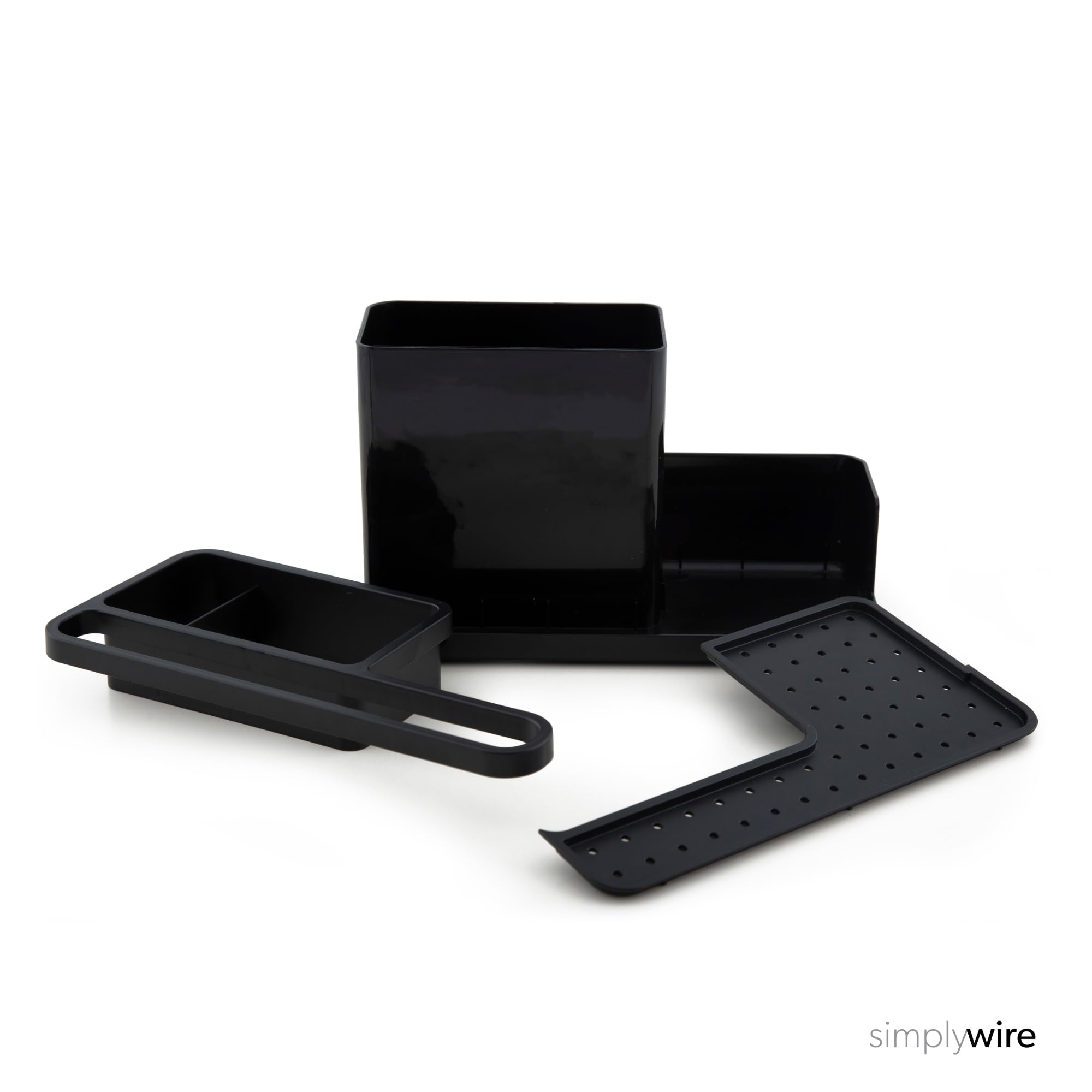 simplywire – Cesta para Fregadero – Organizador para Fregadero – Bandeja de Goteo extraíble – Antideslizante - Negro
