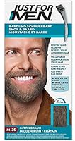 Just for men for Men Schnurrbart und Bart Mittelbraun Farbstoff, eliminiert Grau für ein dickeres und volleres Aussehen – M35