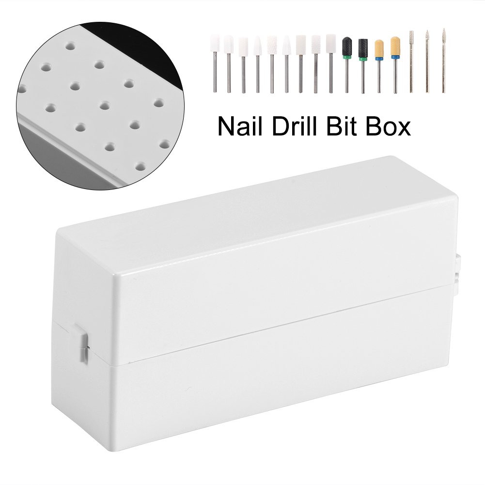 Set di punte per trapano per unghie, organizer per scatola di punte per trapano per unghie con fori, 30 fori per trapano per unghie artistiche Strumento per manicure per cremagliera