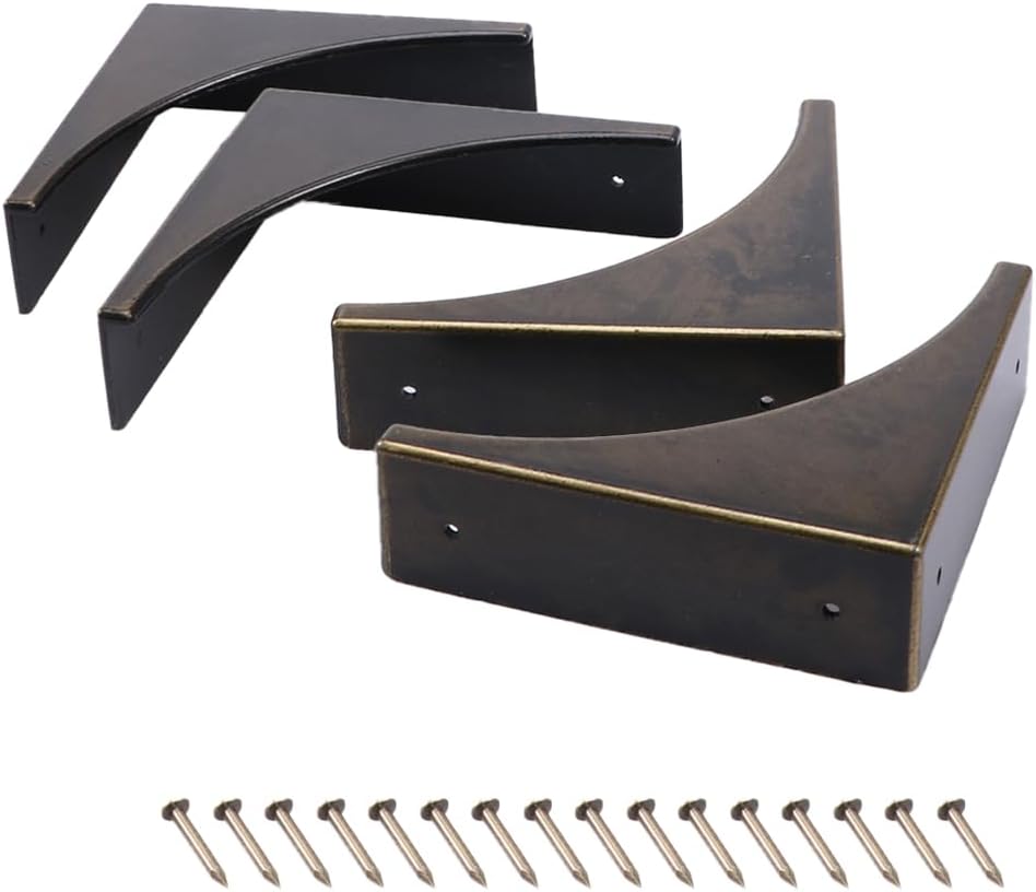 4-Pack 2.5" Metal Corner Protectors - Decorative & Protective Guards for Table & Cabinet Corners, Wooden Furniture Safety Solution (Bronze)