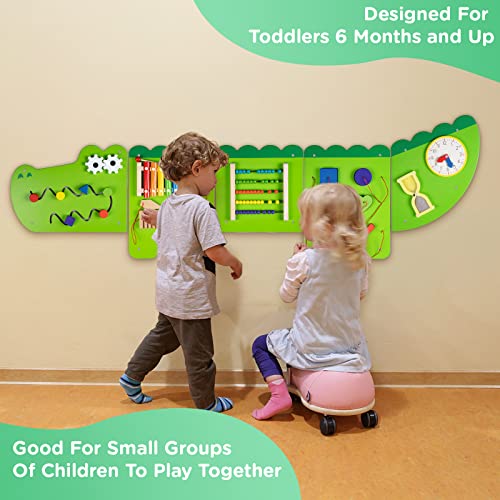 Monläurd® Crocodile Montessori Busy Board,Sensory Board,Educational Toys,Activity Cube,Wall Toys,Daycare Furniture,Playroom Furniture,Interactive Toys,Wooden Toys,Learning Toys,Boys And Girls 6 M+ #TOP4