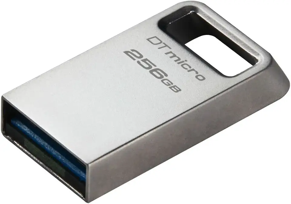 Kingston DataTraveler Micro 256GB USB Flash Drive | Design de metal premium ultra pequeno | USB 3.2 Gen 1 | Velocidades de até 200 MB/s | DTMC3G2/256GB, prata