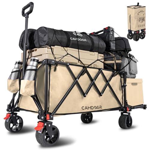CAMDOOR キャリーワゴン 特大容量240L【脱着式タイヤ·2026新登場·3秒で収納】超軽量 子供乗せれる 後部展開可 長物対応 アウトドアワゴン キャンプ カート 高耐荷重120kg 持ち運び便利 コンパクト自立収納 キャリーカート 多地形対応 運動会 荷物運び 買い物 釣り イベント 引っ越し ゴミ出し ワンタッチ収束式（Amazon）