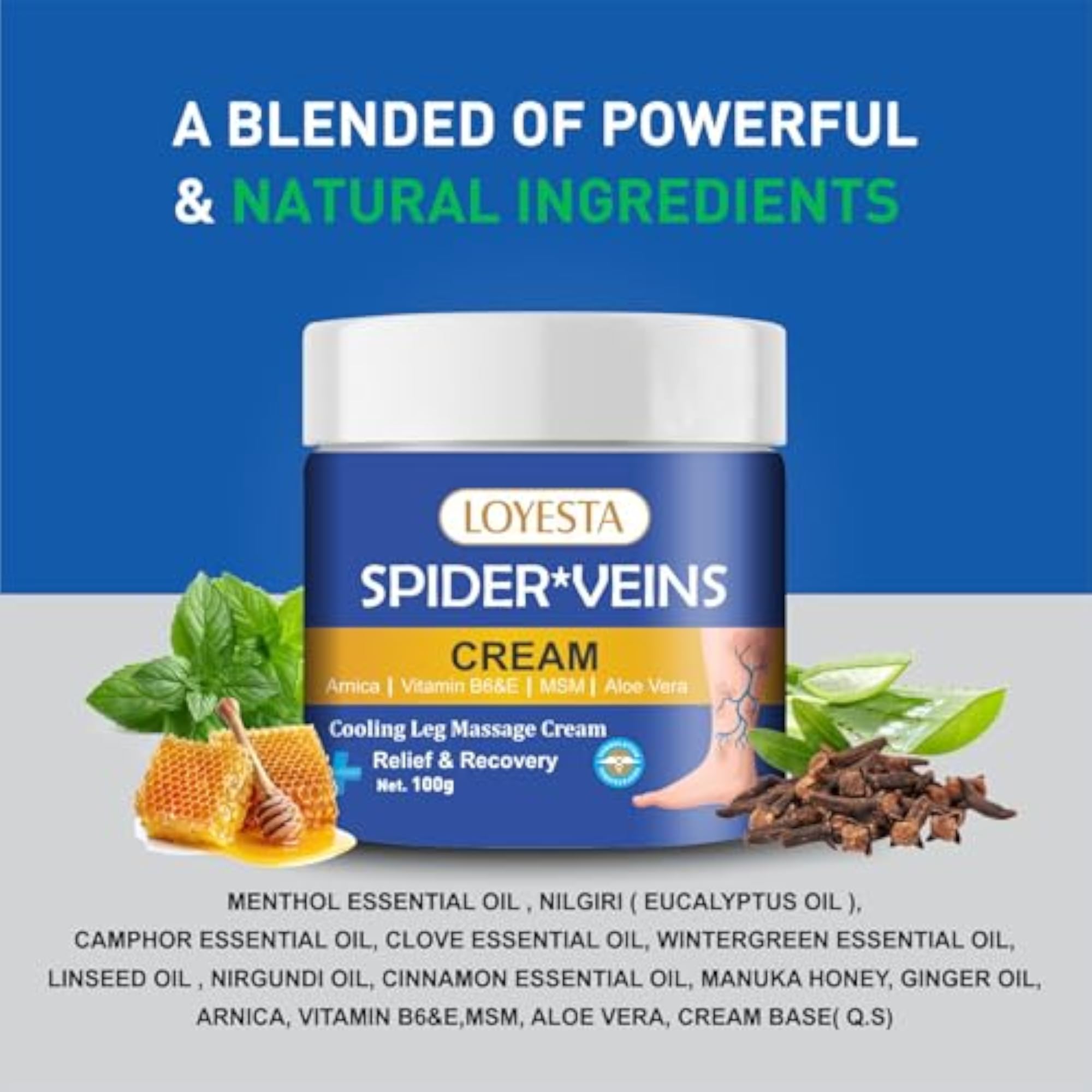 Spider Veins Cream for Legs, Cooling Leg Massage Cream