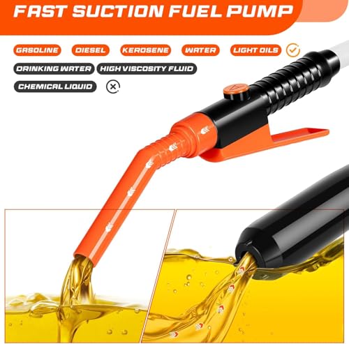 Image of Electric Fuel Transfer Pump, 2.4 GPM Portable Fluid Transfer Siphon Pump with Oil Pipeline, Battery Gas Pumps with 47 Inches Hose &Gloves for Car /RV(Orange)