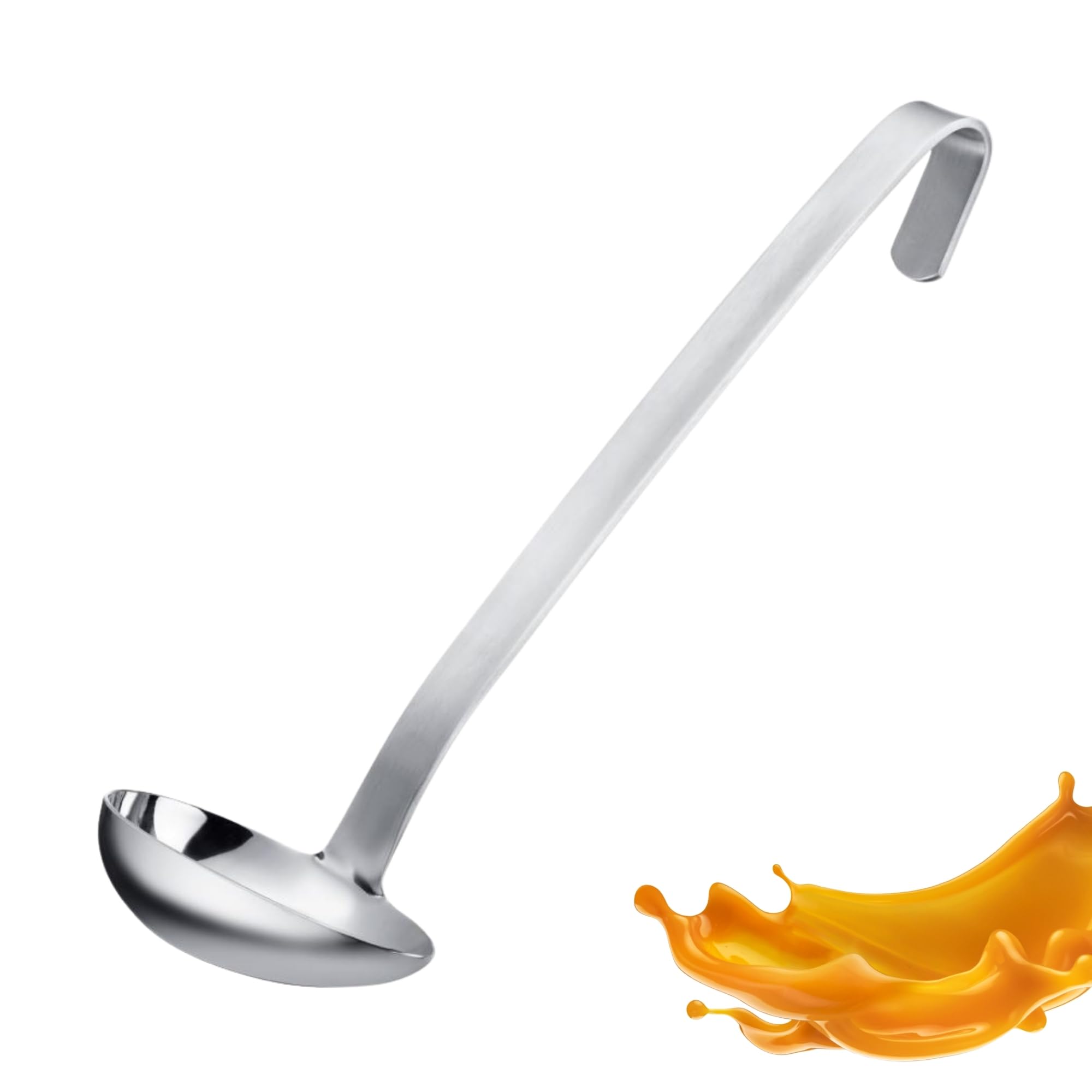 Westmark Sauce Spoon Pro - Practical Stainless Steel Sauce Ladle - Soup Ladle with Pourer & Hanging Hook - Serving Spoon - Silver, 27 cm