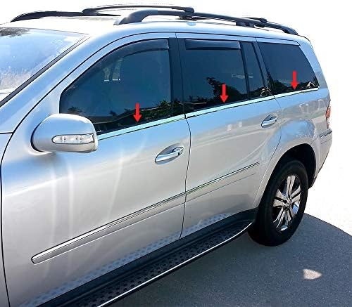 Made in USA! Compatible with 2007-2012 Mercedes-Benz Benz GL320 GL350 GL450 GL550 6Pc Window Sill Trim Overlay
