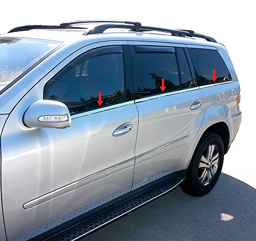 Made in USA! Compatible with 2007-2012 Mercedes-Benz Benz GL320 GL350 GL450 GL550 6Pc Window Sill Trim Overlay