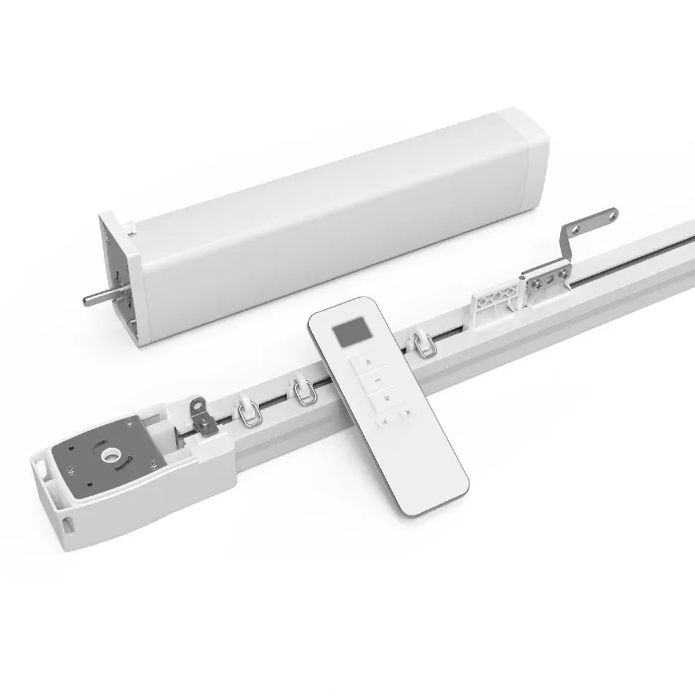 Binario tenda Motorizzato Smart per Tende, 1,8-3,0 m, Motore WiFi 80W, Compatibile Tuya/Zigbee, Controllo Vocale Alexa/Google Home, Telecomando Incluso, Bianco APP Tuya