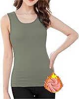 Vista 7 de Ropa interior de algodón con forro polar térmico para mujer, camiseta sin mangas, chaleco de capa base cálida