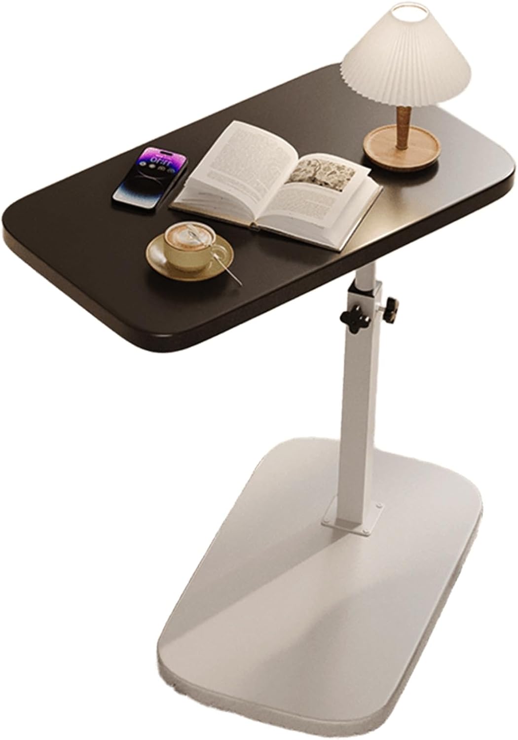 Adjustable 360° Rotating Side Table for Bedroom & Living Room Hospital Bedside Table Height Adjustable 45-80cm Modern Black Design