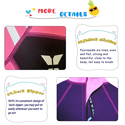 NATYFLY Kids Wetsuit, 2.5mm Neoprene Thermal Swimsuit, Shorty Wetsuit for Girls Boys and Toddler, Short Sleeve Kids Wet Suits for Swimming