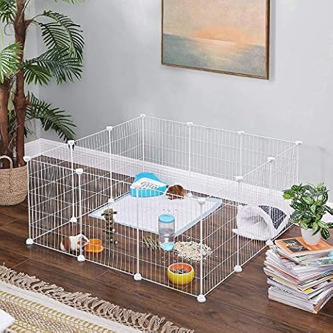 DIY Pet Playpen Metal Grid for Small Animal Portable, Wire Cage Indoor yd Fence Including 12 Panels for Small Dogs Cats Guinea Pigs Rabbits Kennel Crate Fence Cover