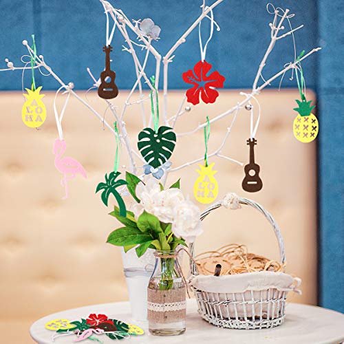 Watinc 28Pcs Hawaiian Felt Ornament Set, Hawaii Ornaments For Tree, Flamingo Palm Leaves Hanging Decoration, Pineapple Shaped Cutouts, Decor For Summer Tropical Beach Party, Aloha Luau Party Supplies #TOP5