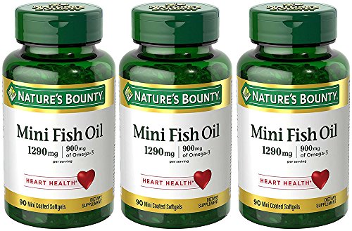 Fish Oil 1290 mg, Mini Odorless Softgels, 3 Bottles (90 Count)