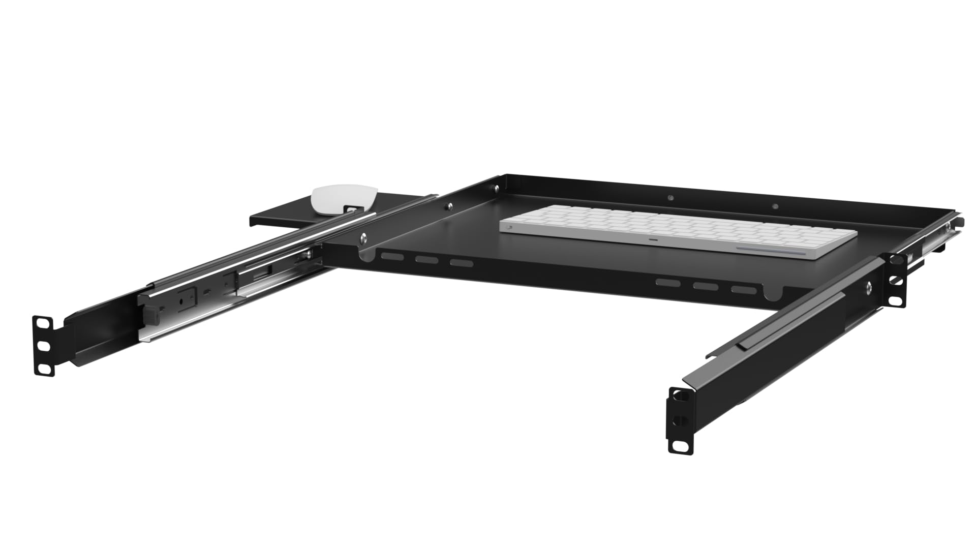 19" Ausziehbarer Regalboden für Tastatur und Maus, 350mm, schwarz RSR19-1U-350B-KM
