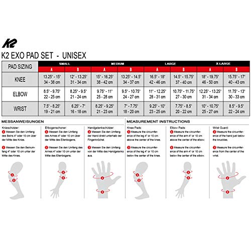 K2 Exo Pad Set Protector de patines en línea kit de rodilleras coderas muñequeras adultos 6