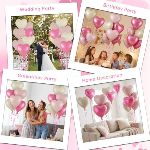 Image of 12 Pcs Colorful Heart Balloons,18 Inch Heart Foil Balloons Love Balloon Valentine Balloon for Birthday Party Wedding Engagement Party Baby Shower Valentine Day Decorations