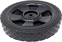 Vista 3 de Kit de rueda, ruedas de plástico negro de 7 pulgadas para eje de eje de 3/8 pulgadas, banda de rodadura de goma de diamante, incluye tapas de eje