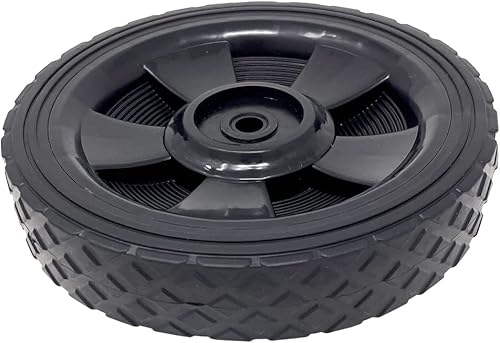 Miniatura 3 de Kit de rueda, ruedas de plástico negro de 7 pulgadas para eje de eje de 38 pulgadas, banda de rodadura de goma de diamante, incluye tapas de eje de