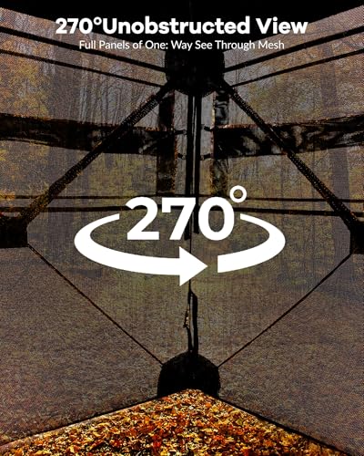 Hunting Blind, Pop Up Ground Blinds with 270° See Through Windows and Silent Magnetic Door, Lightweight for Outdoor Hunting