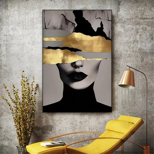 Affiche femme or toile XBTYKPB grand format portrait moderne cadre salon 80x120