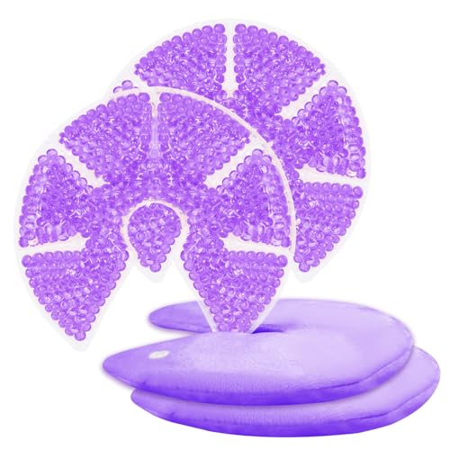 Image of Hot/Cold Breast Gel Ice Packs Breast Cooling/Heat Pads Relief for Breastfeeding, Nursing Pain, Mastitis, Engorgement, Swelling, Plugged Ducts | Boost Milk Let-Down & Production,2 Pack (Purple)