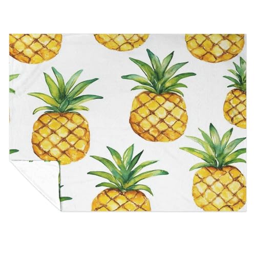 Throw Blanket Watercolor Pineapple Luxury Velvet Super Soft Blankets Summer