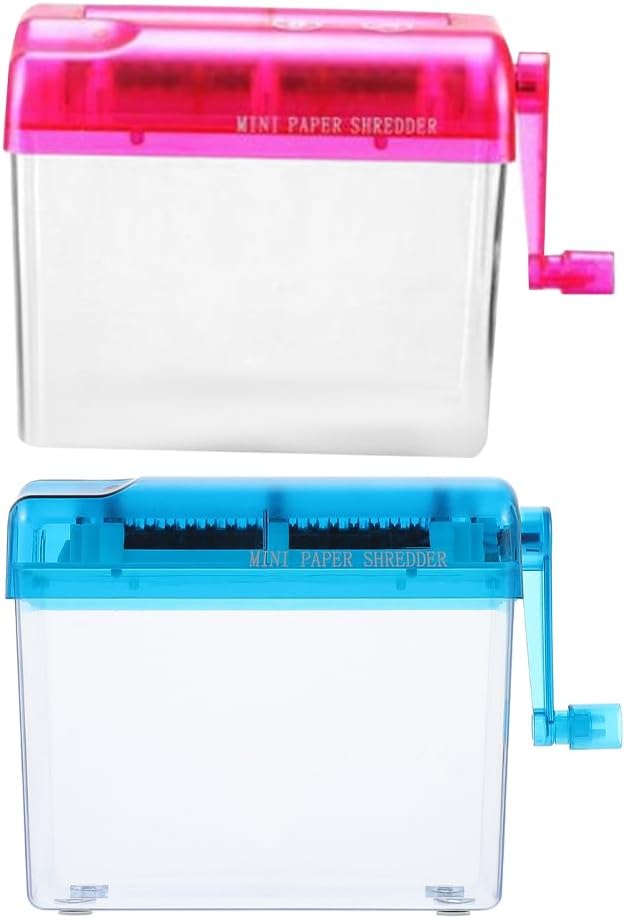 jojofuny 2pcs Manual Shredder: A6 Documents Paper Cutting Tool - Home Office Desktop Stationery Gift - Hand Crank Paper Document Shredder