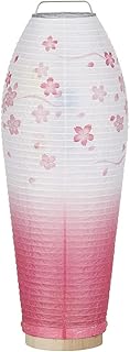 仏壇屋 滝田商店 盆提灯 ミニ 盆ちょうちん LED コードレス 回転行灯 灯影(ほかげ) そよ桜 3905 (一個)◆高さ28cm×巾10.5cm◆ 置き提灯 証明書付