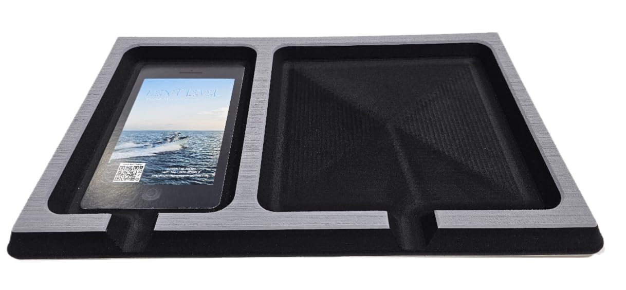 | SeaDek | 20mm Double Dash for Boat | Foam Cell Phone & Accessories Boat Dash | Adhesive Backing | Separate Compartments for Phones & Fishing/Boating Tools | Storm Gray/Black