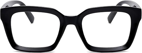 Miniatura 3 de EYLRIM Gafas clásicas de lente transparente con marco cuadrado grueso para mujeres y hombres, anteojos sin receta