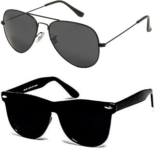 Younky Black Aviator & Rectangular Combo Sunglasses for Men And Women with UV Protection (Lens Black & Black || Frame-Blac... Price In India