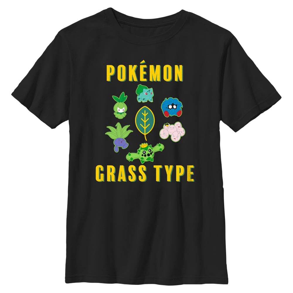 Pokémon Pkmn Team Grass Group Boys Short Sleeve Tee Shirt T Unisex-Bambini e Ragazzi